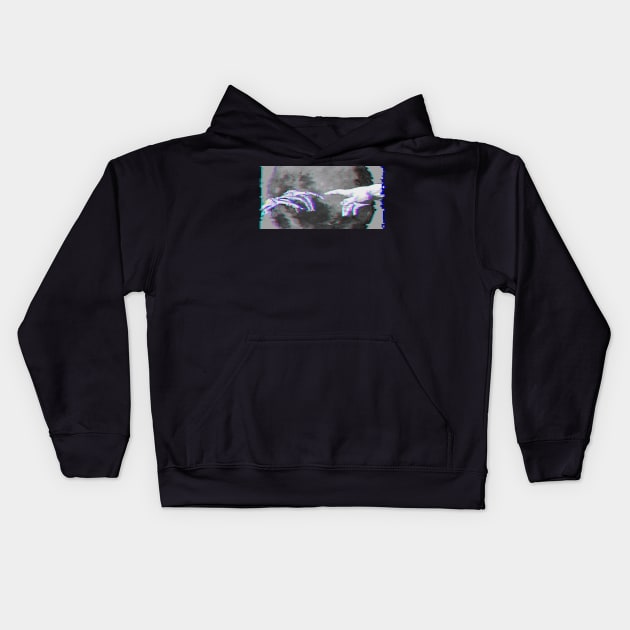 Hand Of Halloween Creation - Vaporwave Glitch Style Kids Hoodie by HappyGiftArt